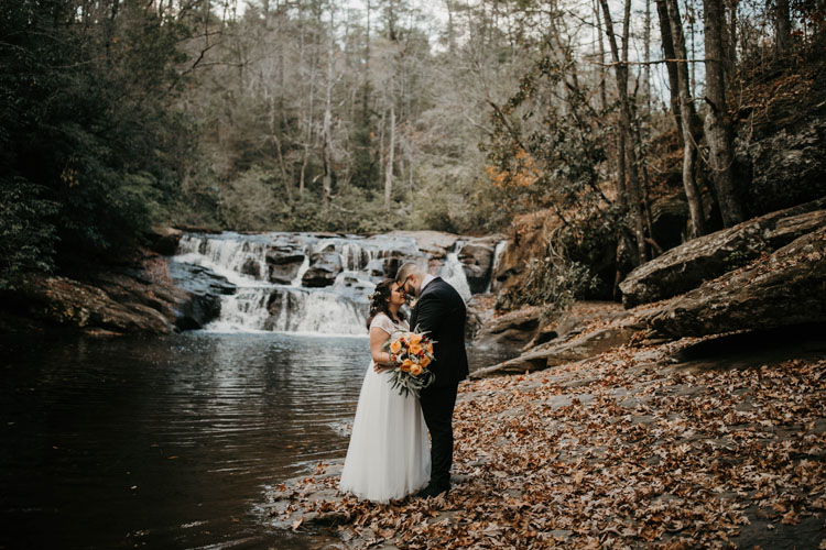 Dick's Creek Waterfall Wedding 